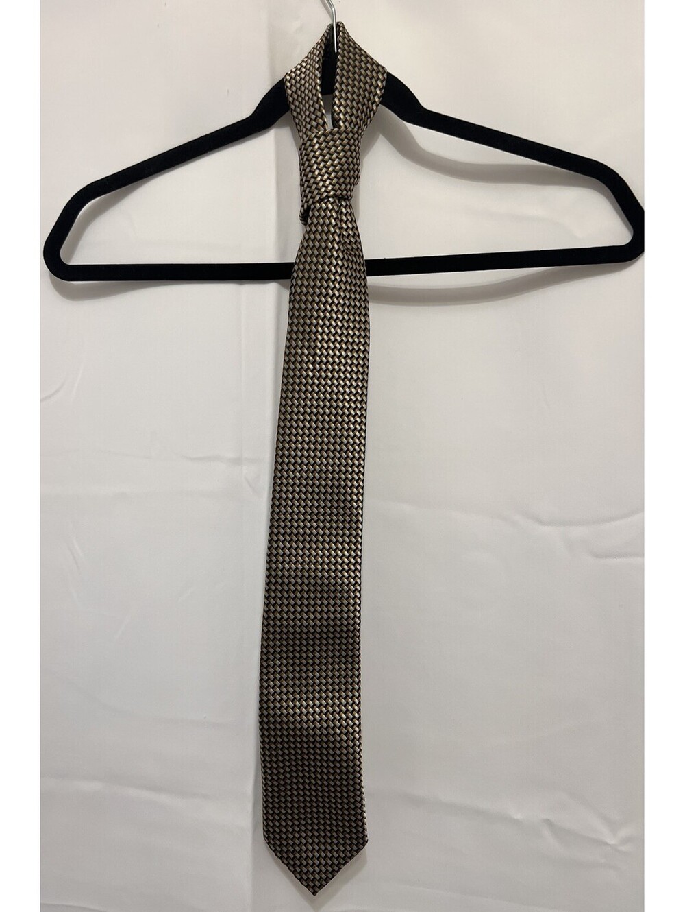 Alexander Julian Colours Men’s Necktie Black Gold Silver Geometric Woven Tie